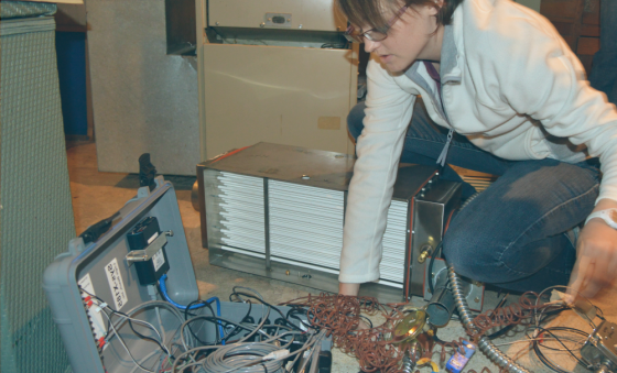 Women working with monitoring equipment